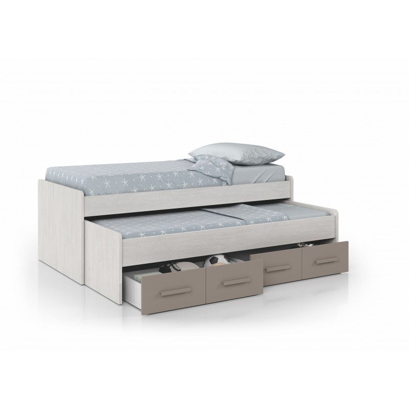Mobelcenter - Cama Nido Juvenil Ares 2 Camas 2 Cajones - Color Blanco Alpes y Basalto, Medidas: Ancho: 198 cm x Fondo: 96 cm x Alto: 69 cm (0991) - 4