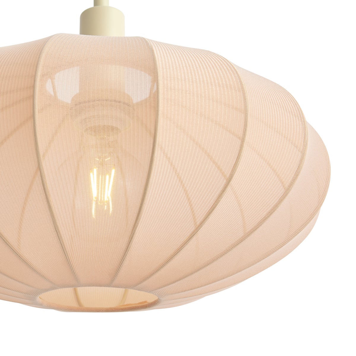 Lampa podłogowa Japandi beżowa z kremowym abażurem z tkaniny - Bida