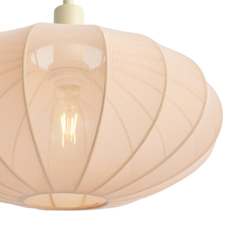 Lampa podłogowa Japandi beżowa z kremowym abażurem z tkaniny - Bida