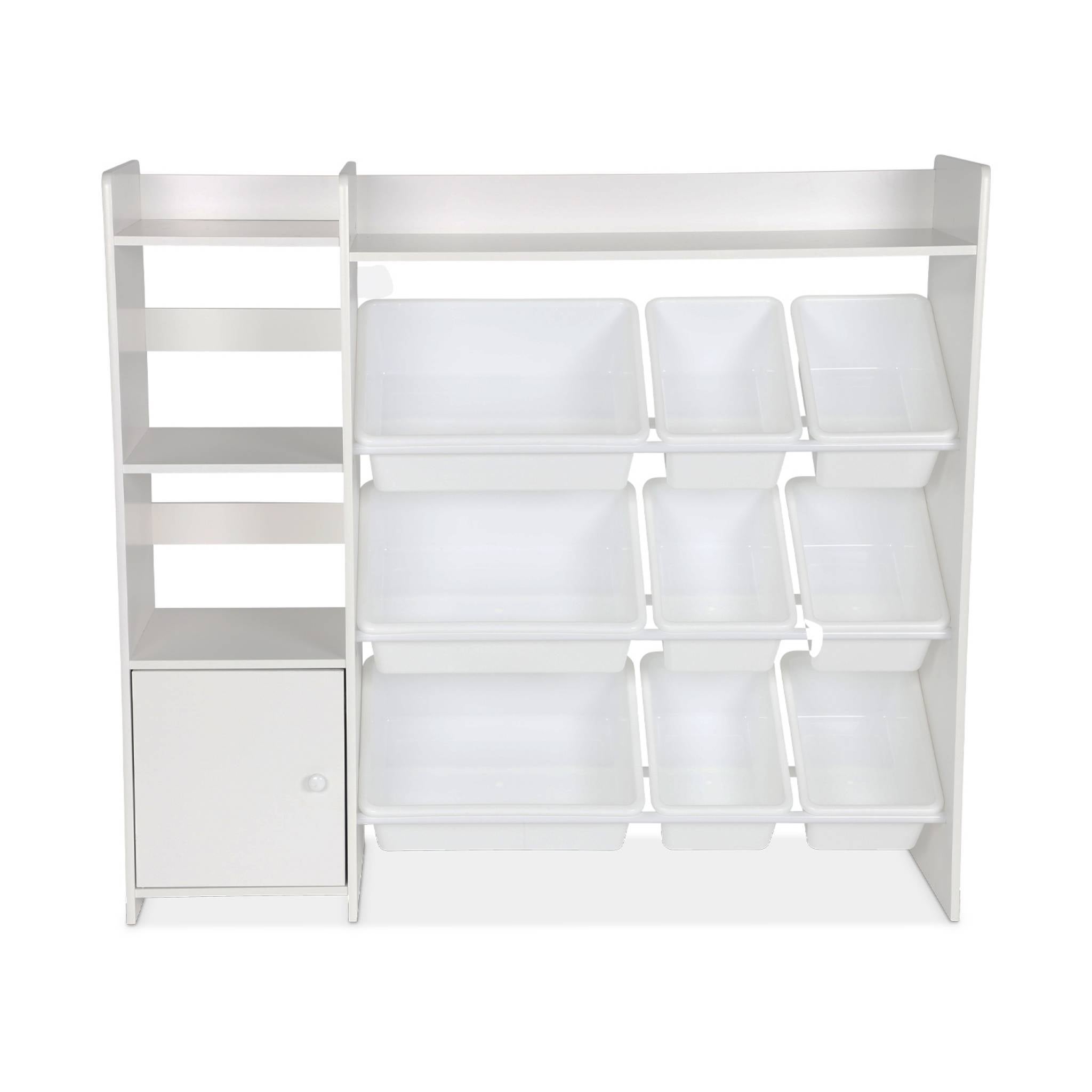 Arrumação para crianças com 9 caixas de arrumação, 4 prateleiras, 1 porta, Sora, Branco, 111.8x29.7x100 cm - 7