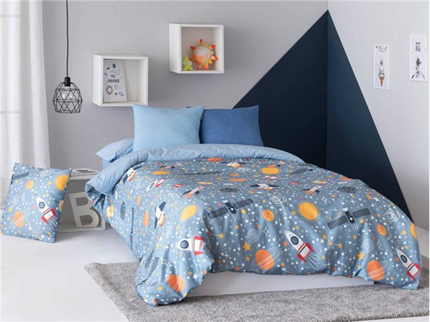 Juego de funda nórdica 3 piezas galaxia para cama de 90 cm