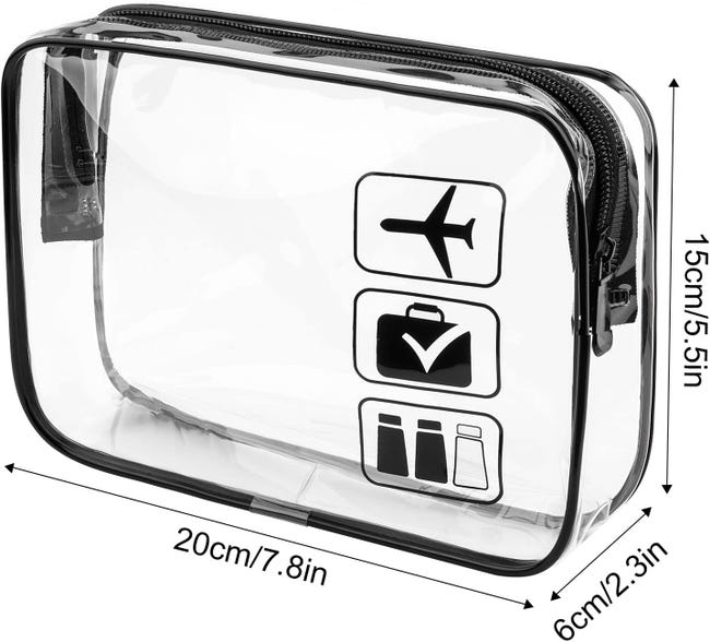MODENGKONGJIAN Trousse da toilette approvata TSA, 3 pezzi, trasparenti, dimensioni da un quarto, da viaggio, per trucchi e cosmetici, per donne e uomini, borsa da trasporto conforme alle compagnie MODENGKONGJIAN Trousse da toilette approvata TSA, 3 pezzi, trasparenti, dimensioni da un quarto, da viaggio, per trucchi e cosmetici, per donne e uomini, borsa da trasporto conforme alle compagnie