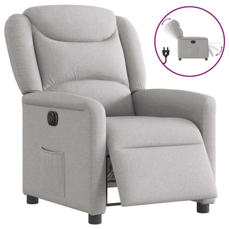 Elektryczny fotel rozkładany Cloud Grey Fabric vidaXL