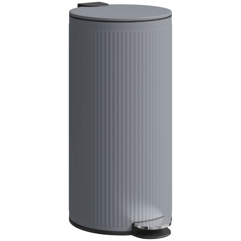 30 L Pedal Bin Coș de deșeuri cu capac și pedală amortizate, deșeuri interior metalic, gri închis, 36 x 30 x 60, 5 cm