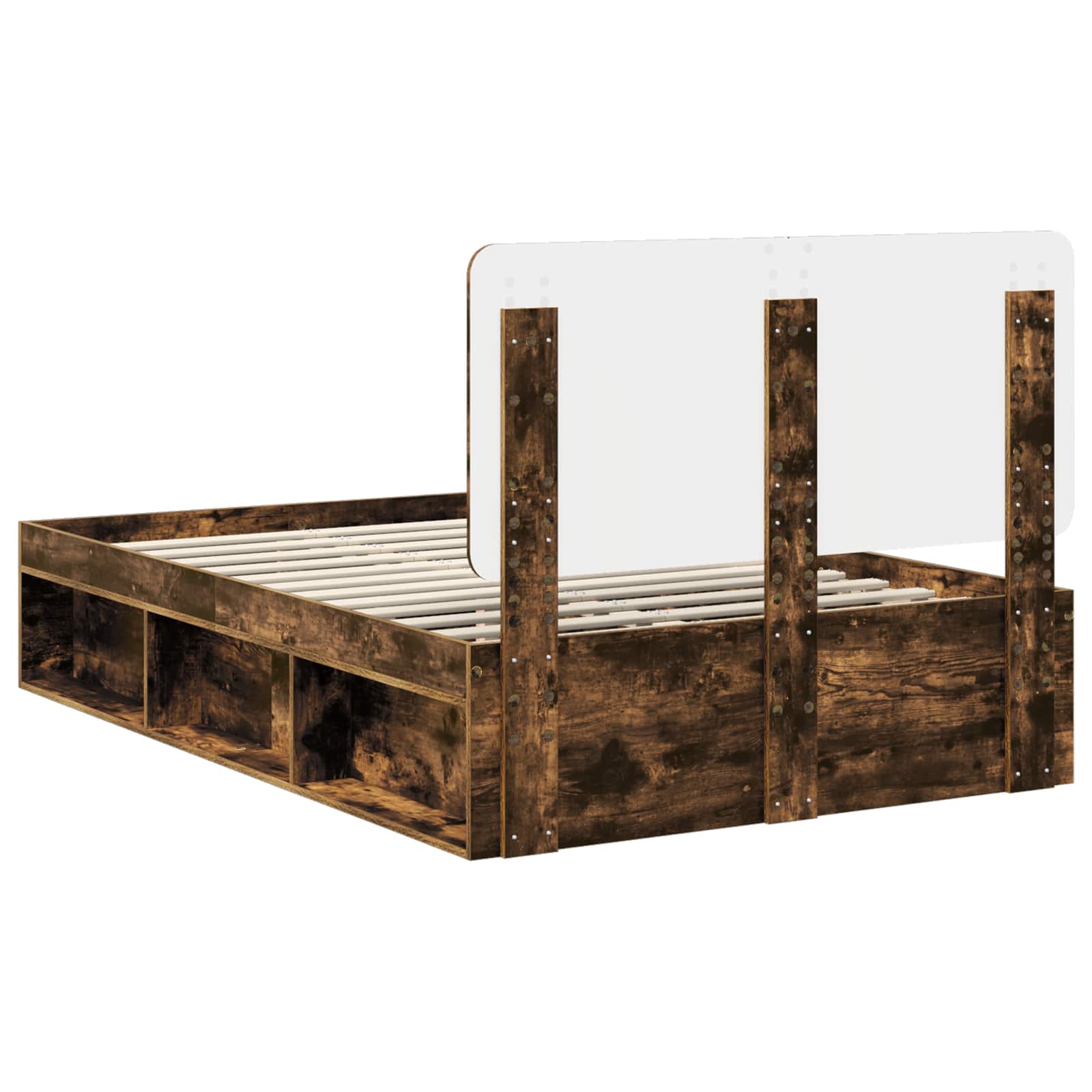 Cadre de lit chêne fumé 135 x 190 cm bois de pin massif - 9