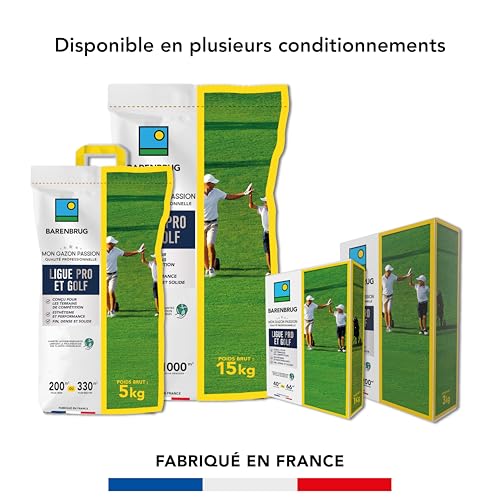 BARENBRUG - Gazon Ligue Pro et Golf - pour Terrains de Compétition - Esthétisme, Performance - Fin, Dense, Solide - 5KG - 6