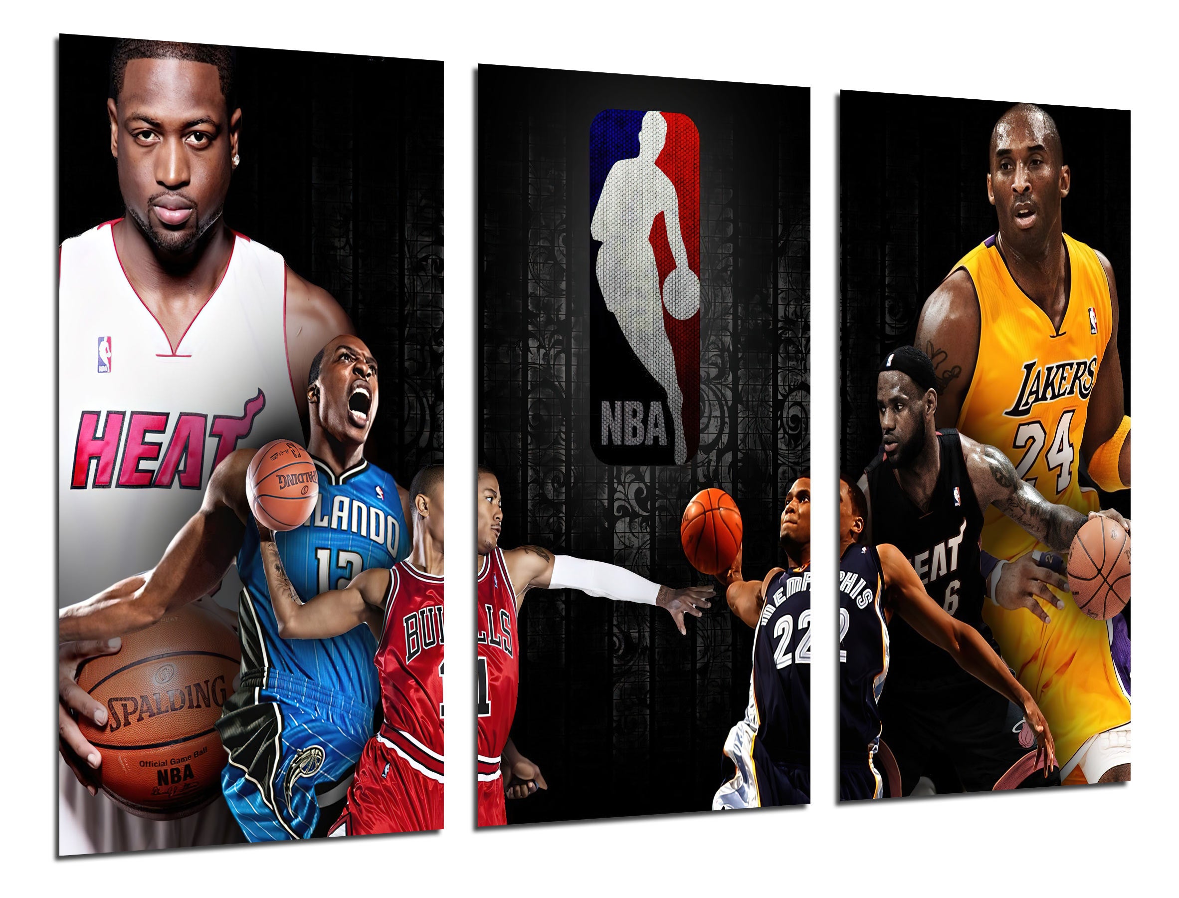 Set cuadros baloncesto, nba, jugadores estrellas, all star, legends, impresión digital sobre madera