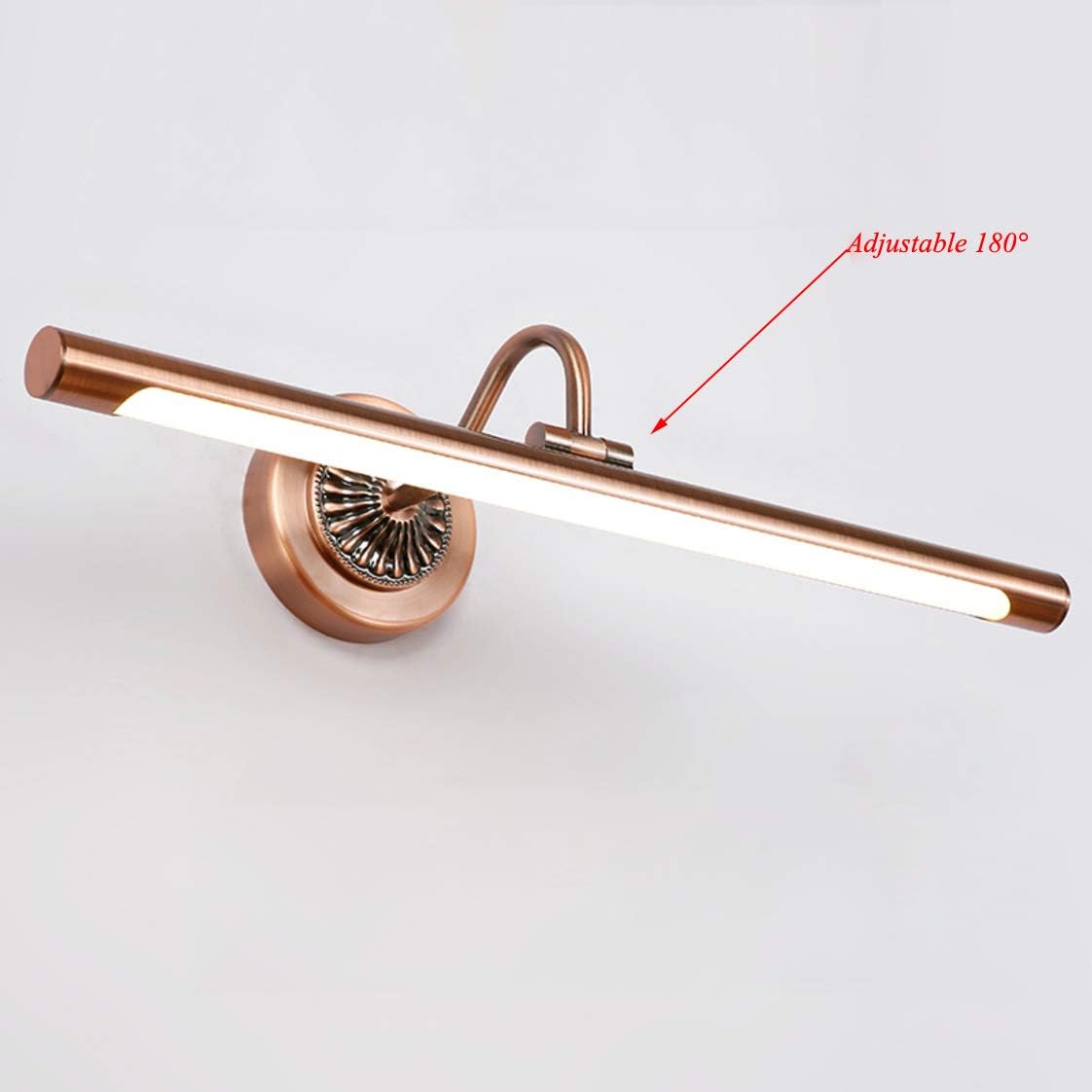 ACMHNC Lampada Da Specchio Bagno Vintage Con Interruttore Tirante, LED Lampada Da Bagno IP44 Luce Per Trucco Per Tavolo Armadio 4000K Lampada Da Parete Interni Retrò Girevole 240 °,Brown bronze/45cm
