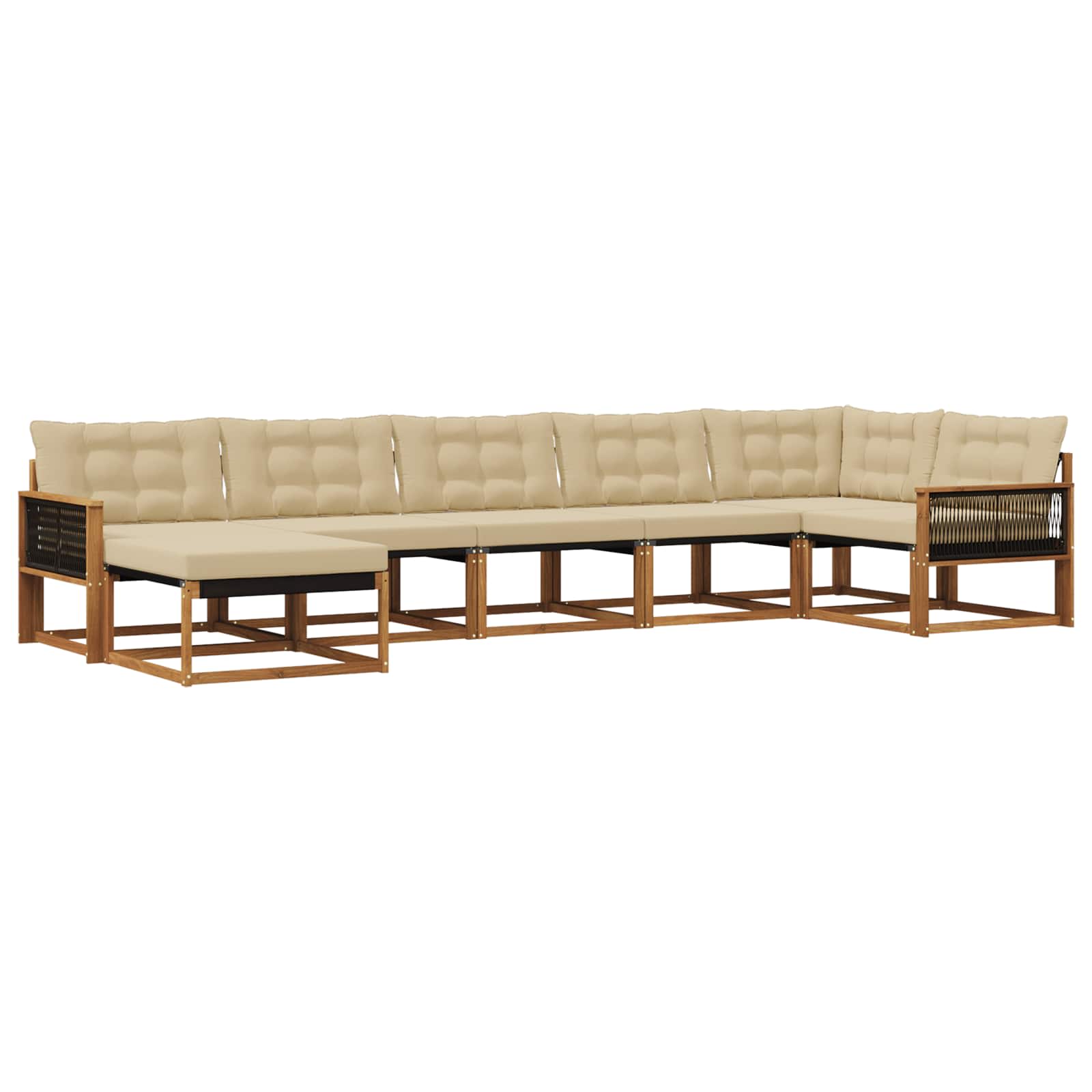 Ensemble de canapés d'extérieur 7 pc naturel et beige - 2