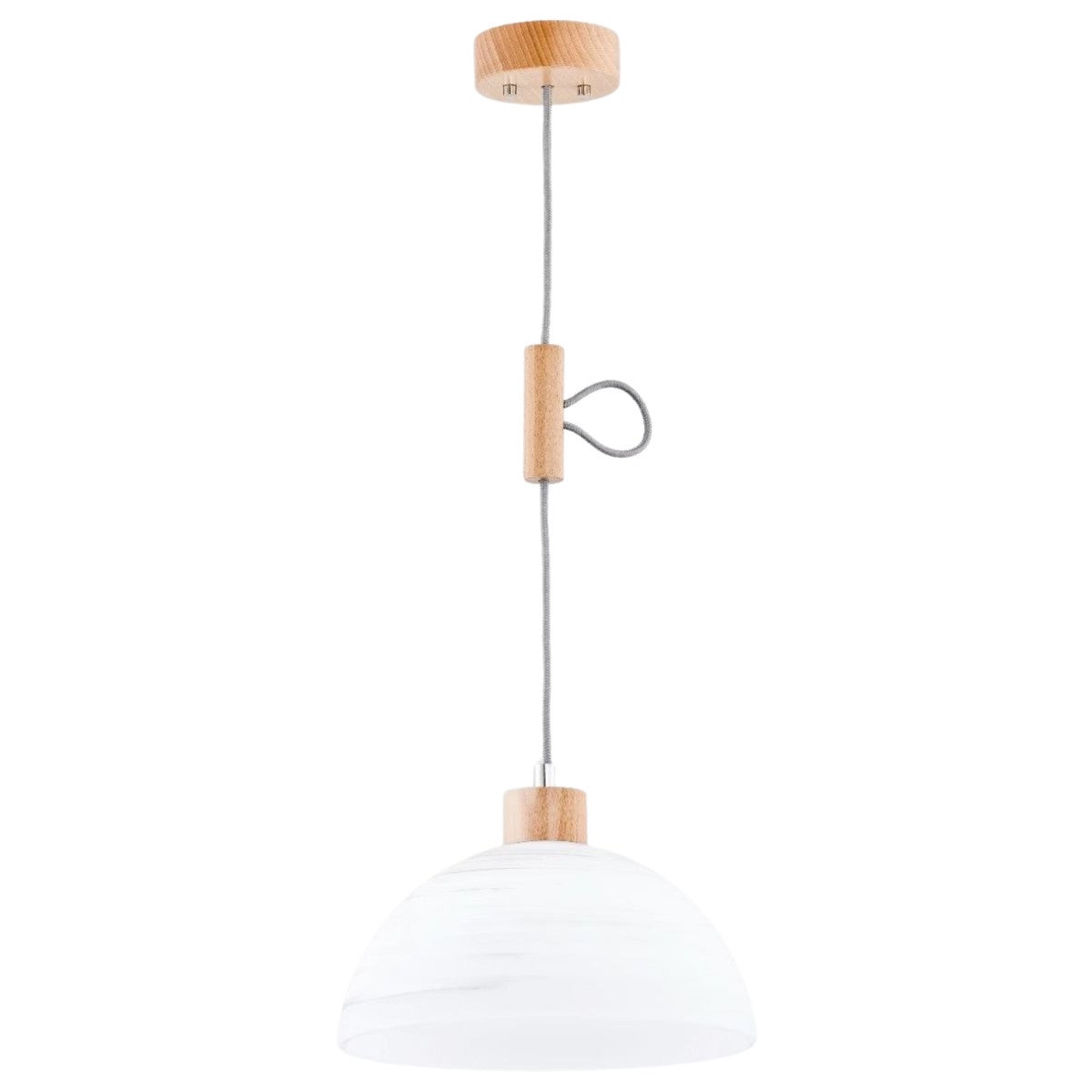 Lampa wisząca Holiday biała jasne drewno 1xE27x60W wym: 90 x 30 x 30 cm szkło Alfa
