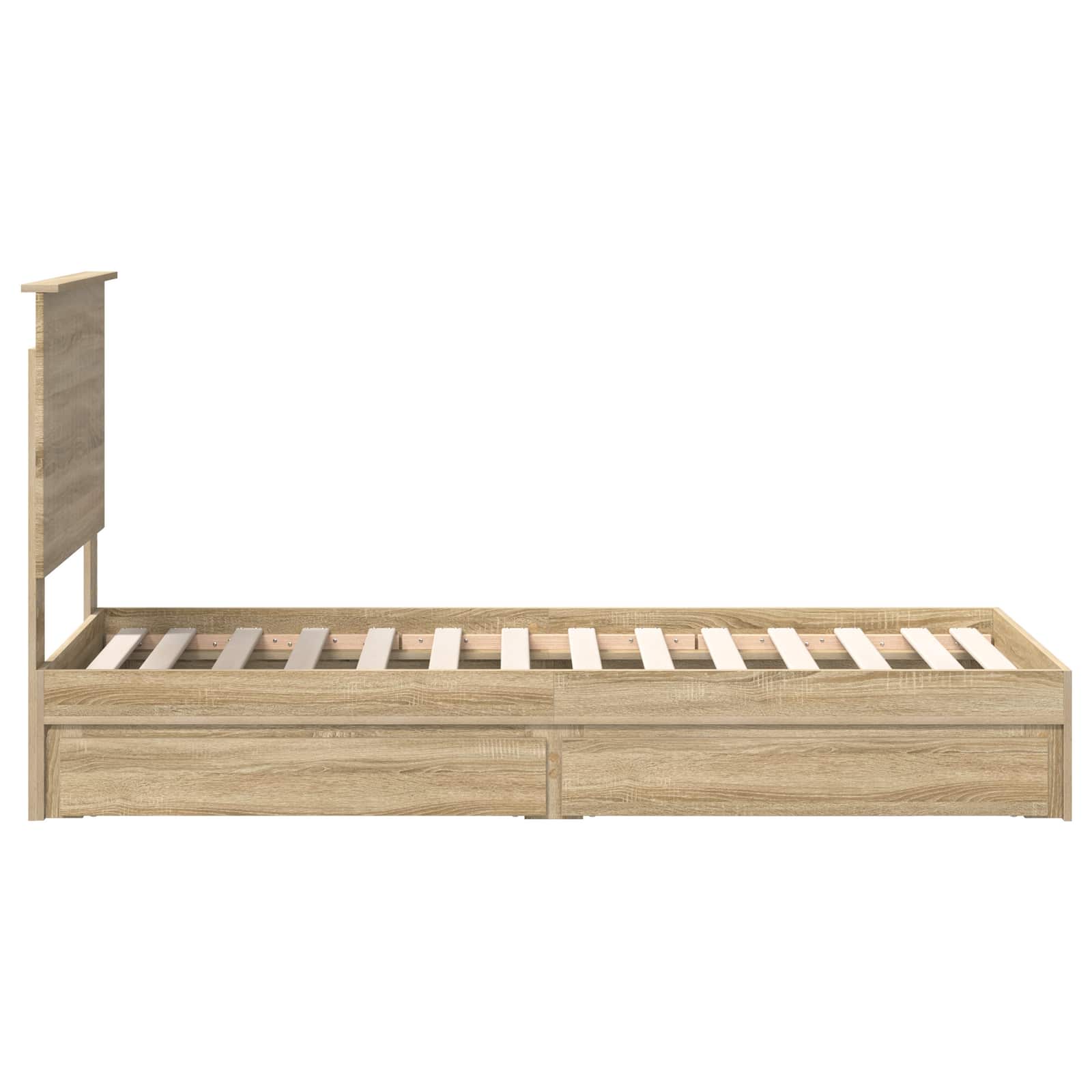 Lit de rangement chêne 75 x 190 cm panneau de bois - 9