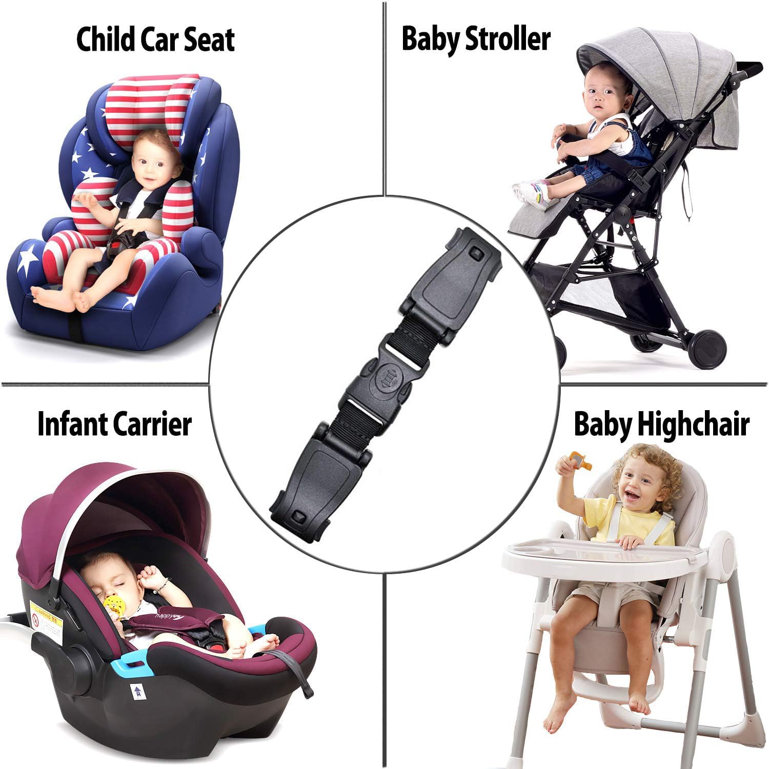 Clip de Sangle Enfant Auto 2 Pièces, Securite Siege Bebe, Chest Clip Ceinture de Sécurité Voiture pour Poussette et Sièges - 5