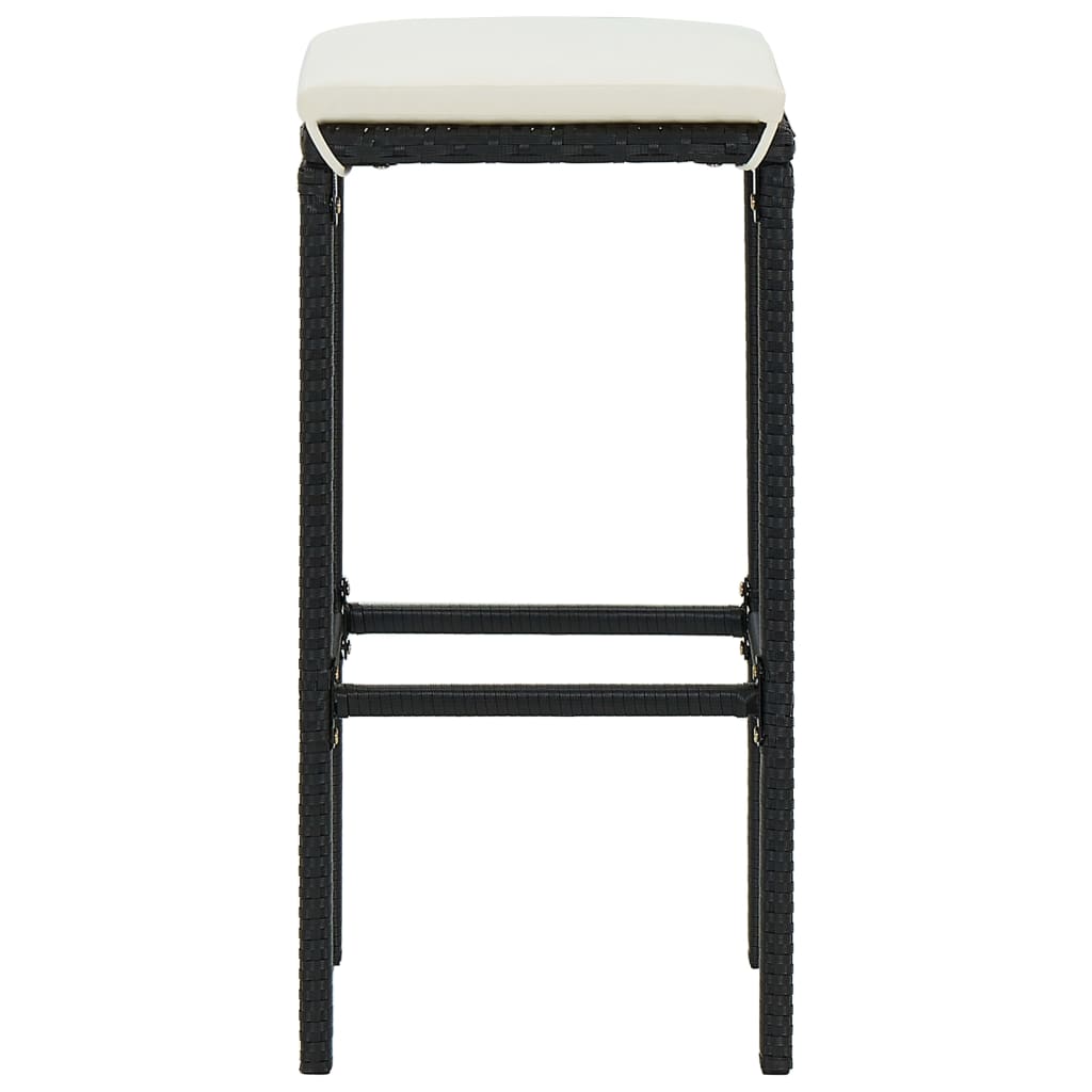 Ensemble de bar de jardin avec coussins 3 pcs Noir vidaXL - 5
