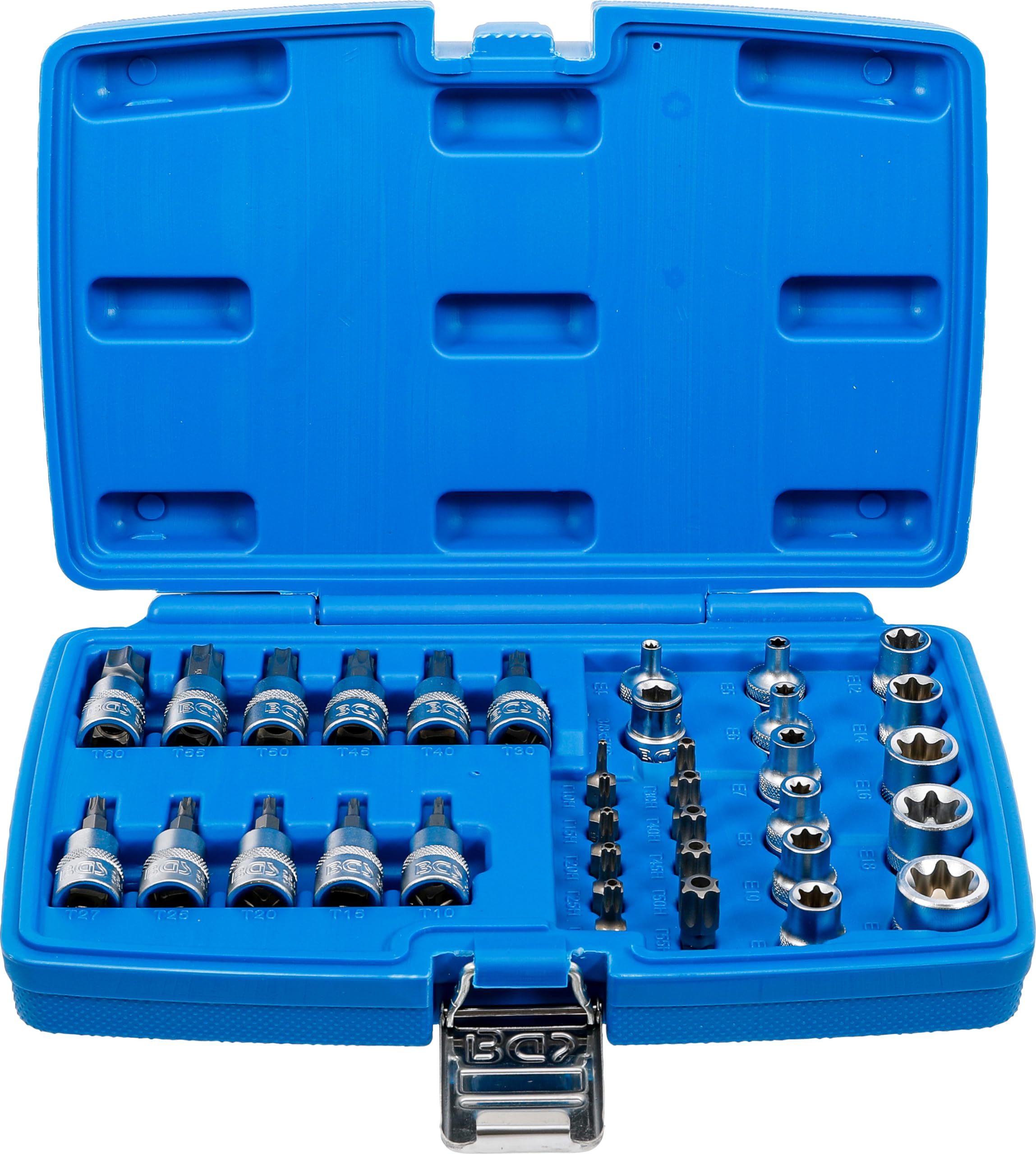 Zestaw bitów i nasadek | 10 mm (3/8") | profil E / profil T (dla Torx) | 34 sztuki