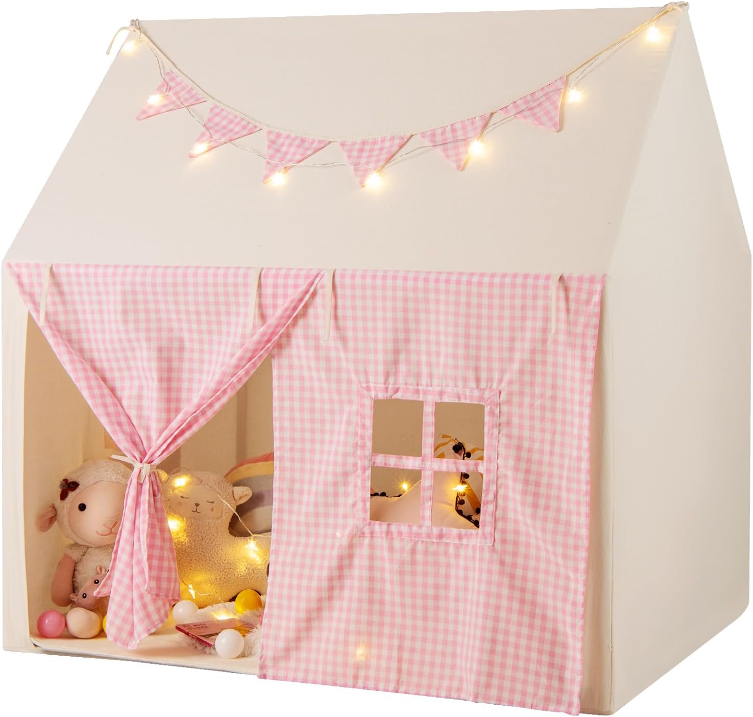 Tente De Jeux Enfant Avec Drapeaux Et Tapis, Intérieure Triangle Avec