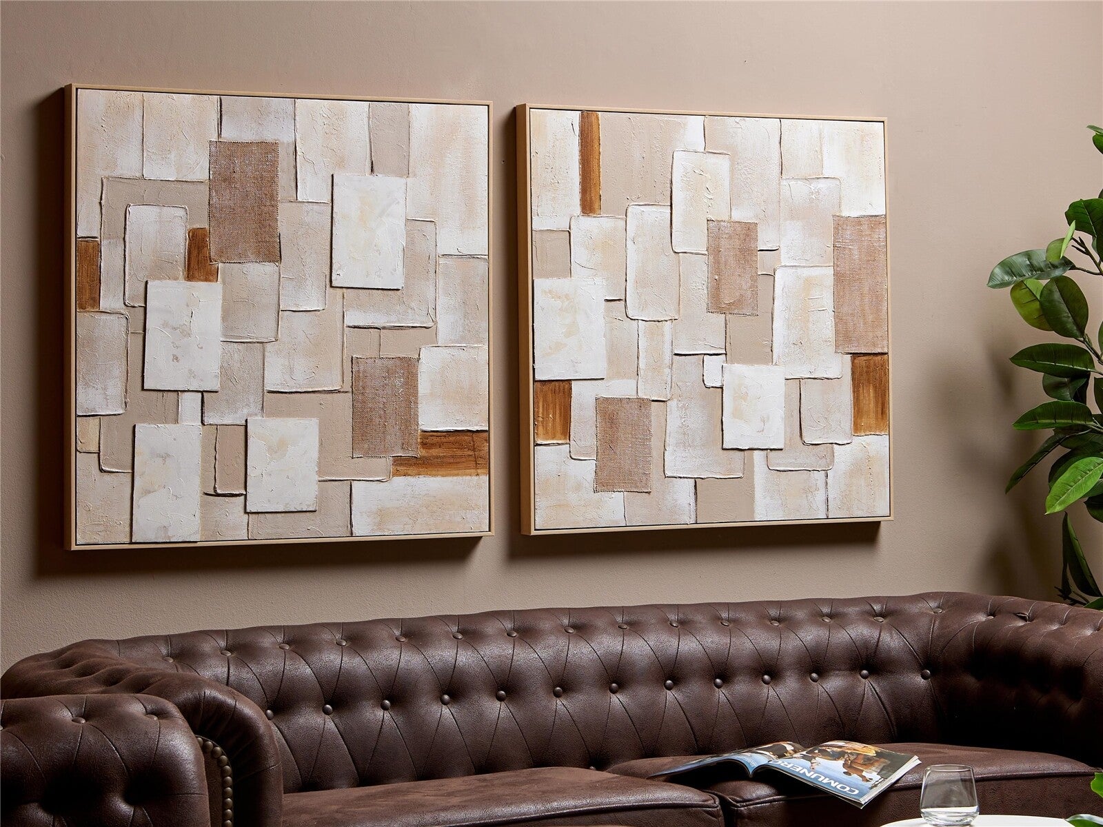 Peinture huile beige noisette blanc et terre cuite 82x5x82cm Leroy Merlin — free download