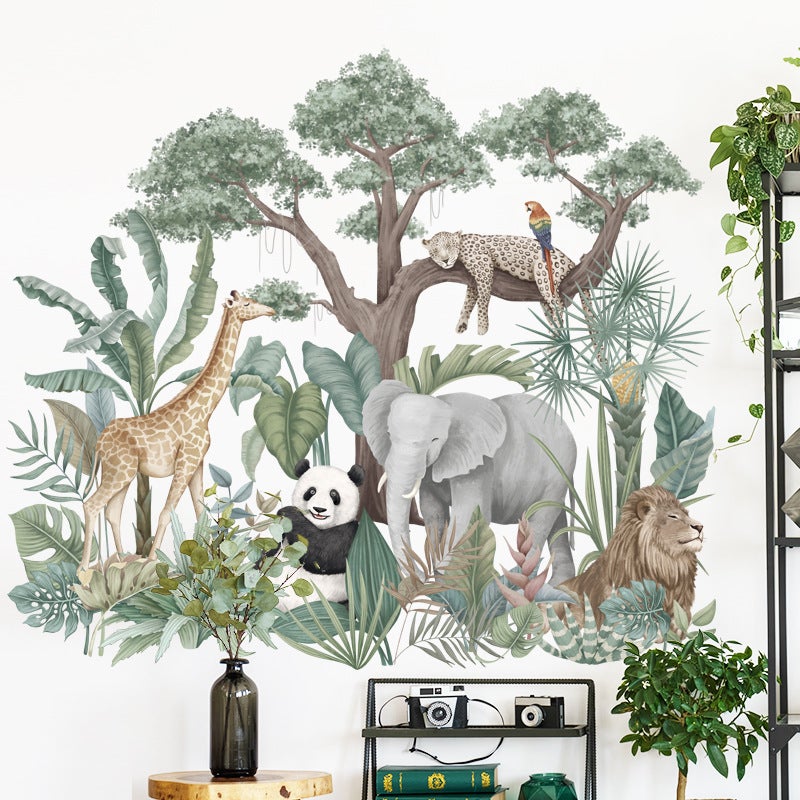 Stickers muraux enfants - Decoration chambre bébé - Sticker mural Animaux d'Afrique - Autocollant mural géant Jungle -74*65cm - 4