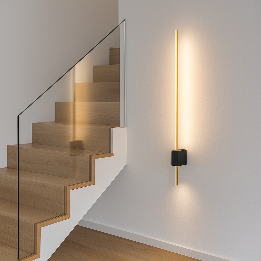 Kinkiet ścienny LED Como 120cm 12W IP20 4000K wewnętrzny zloty czarny lampa MasterLED - 3