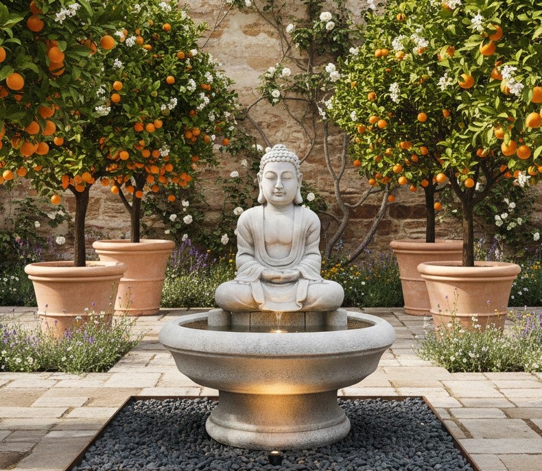 Fontaine de Jardin MING 64x100cm. de Pierre de Betón. Couleur Mousse - 2