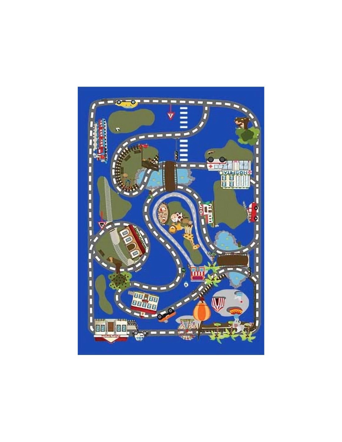 Tapis Enfant Circuit De Voiture - Blanc - - Nu