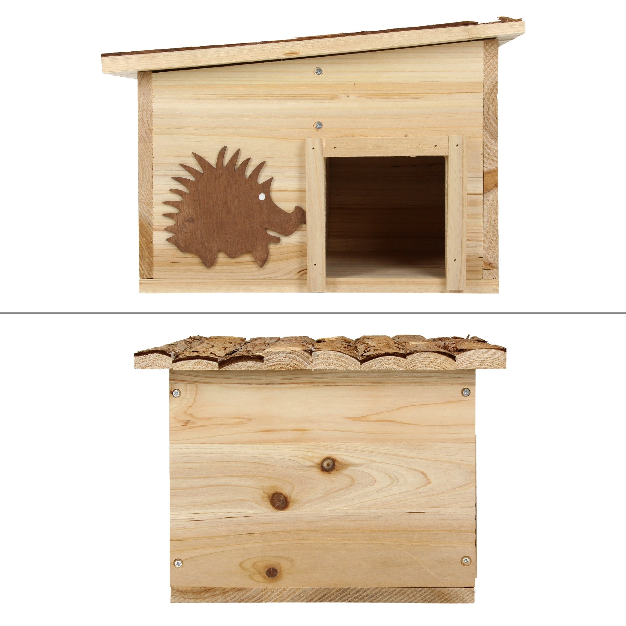Maison Pour Hérisson En Pin Lasuré 20 Mm - Avec Toit Amovible Et Trappe Anti-rat - Refuge Hivernal