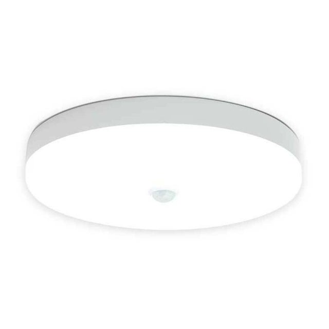 Plafonnier 18 W avec détecteur de mouvement - Lumière blanche froide, étanche IP56, rond - Convient aux cages d'escalier et aux couloirs