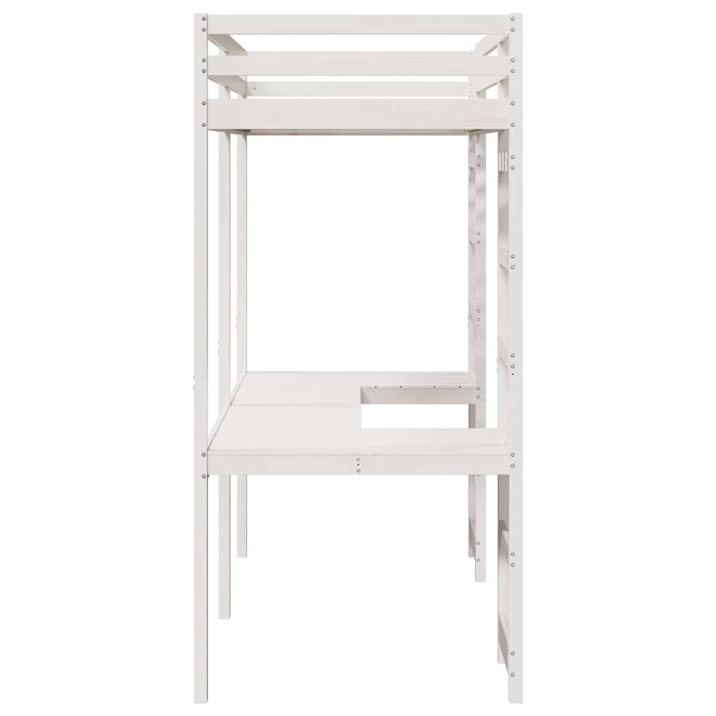 Cadre de lit mezzanine blanc 90 x 190 cm pin massif - 6