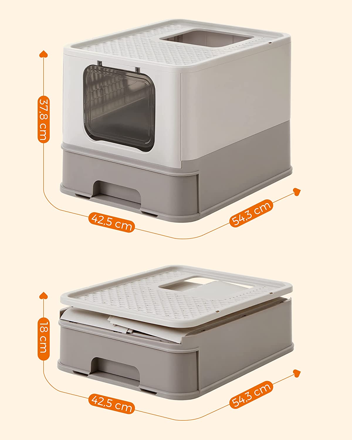 Bac À Litière Fermé Pour Chat, Maison De Toilette, Plateau Amovible, Capacité De Charge 15 Kg - 5