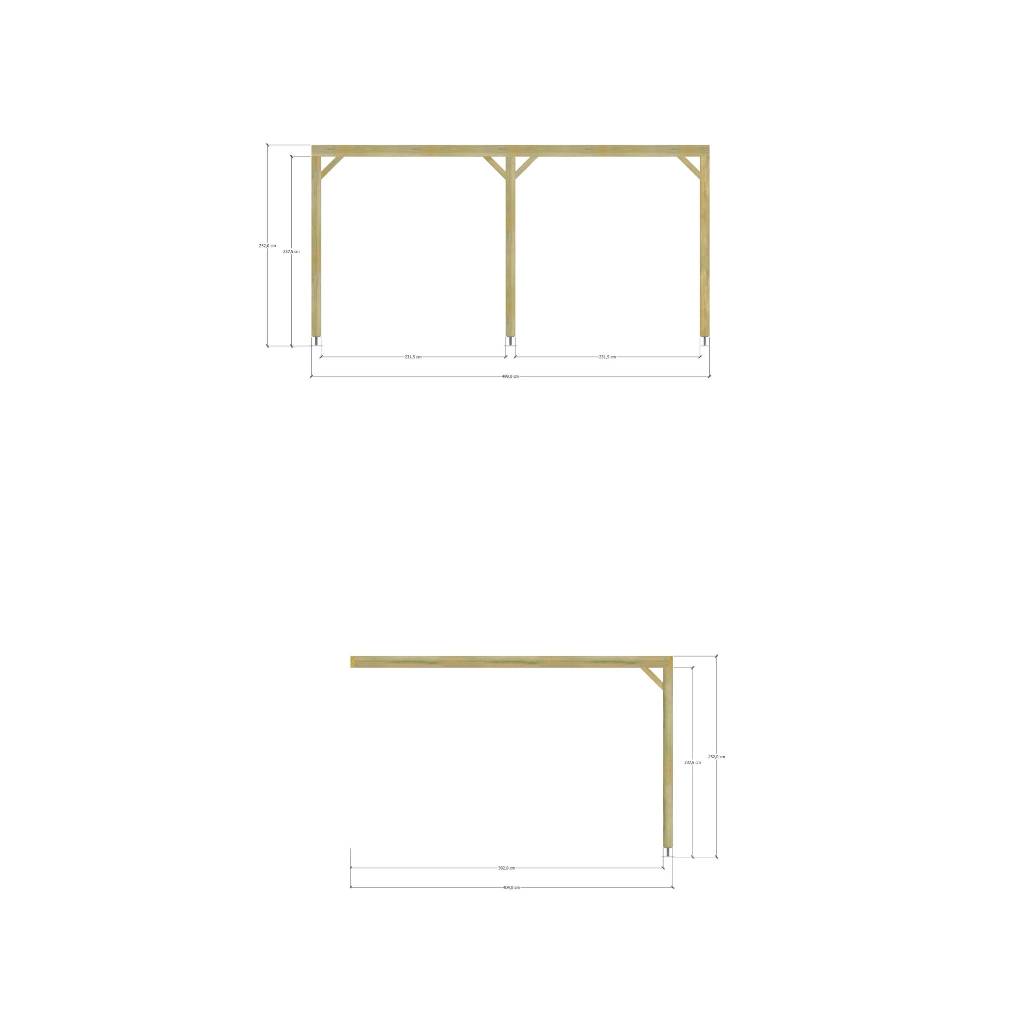 Pergola adossée Vert en Bois 20.16 m² - 5