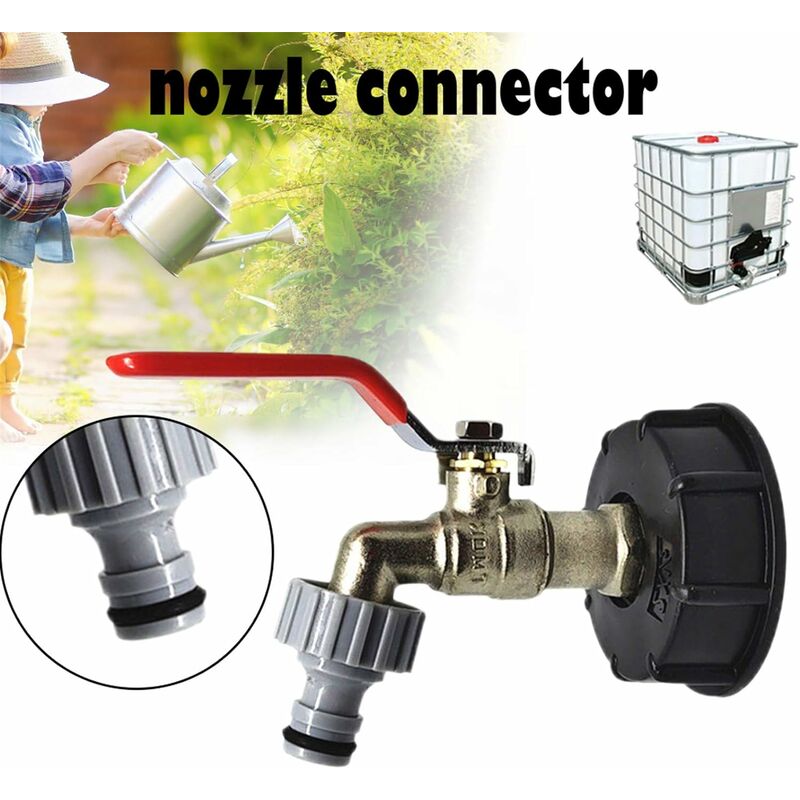 Robinet Cuve 1000l,Robinets de jardin,Adaptateur de boîte de rangement d'eau IBC 1/2 pouces,adaptateur robinet tuyau arrosage,Pour recuperateur eau de - 3
