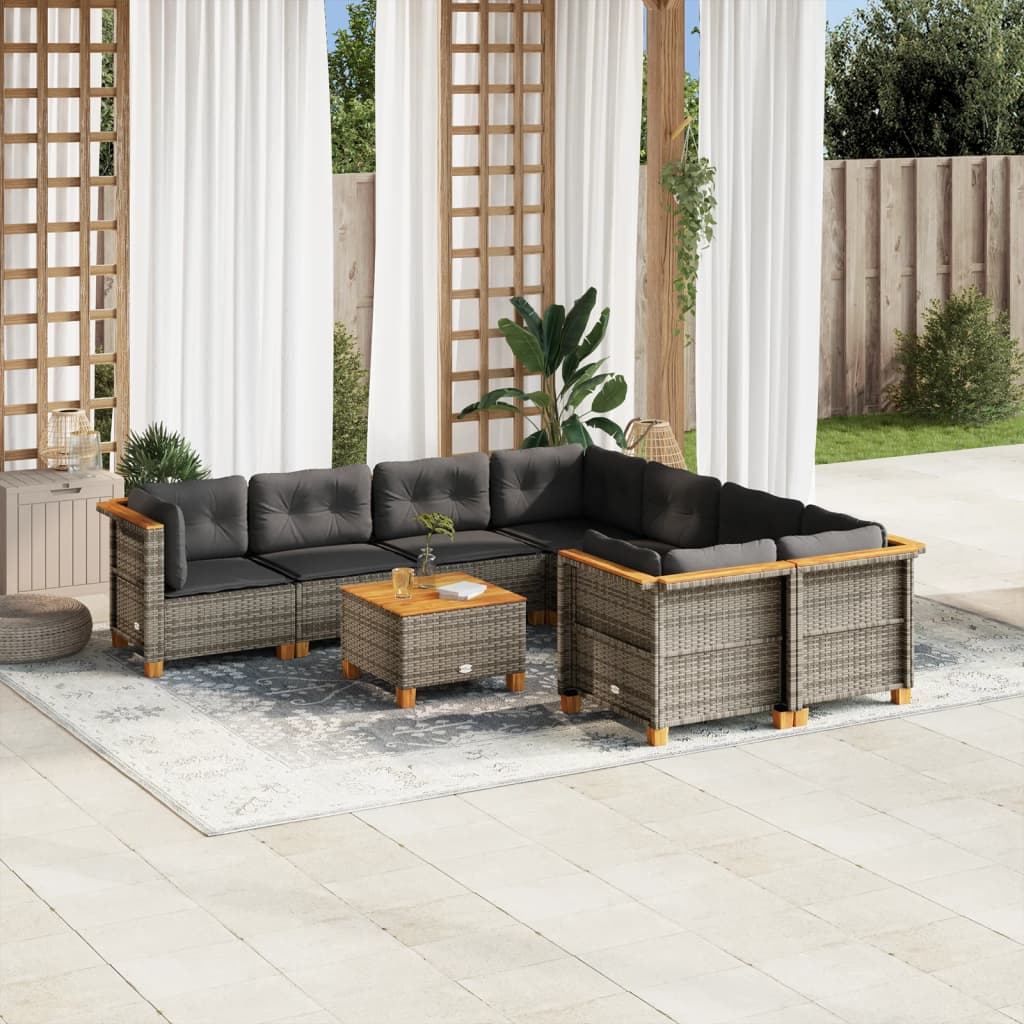Maison Exclusive - Salon de jardin 9 pcs avec coussins gris résine