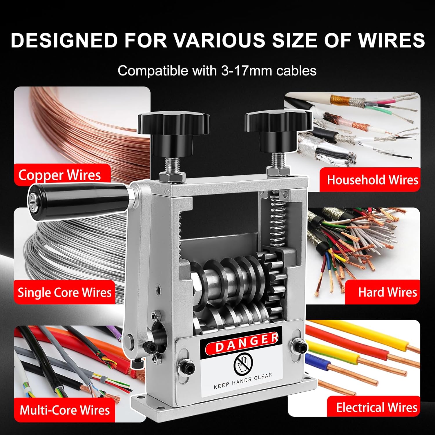 Machine à Dénuder le Cuivre Manuelle avec 6 Canaux et 5 Lames, Denudeur Cable pour Câble de 3 à 17 mm - 8