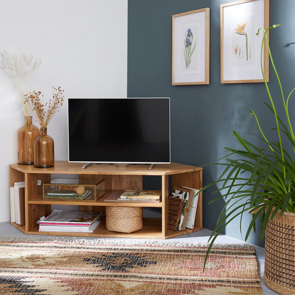 Meuble TV d'angle chêne massif, Edgar - Chêne - taille unique - 6