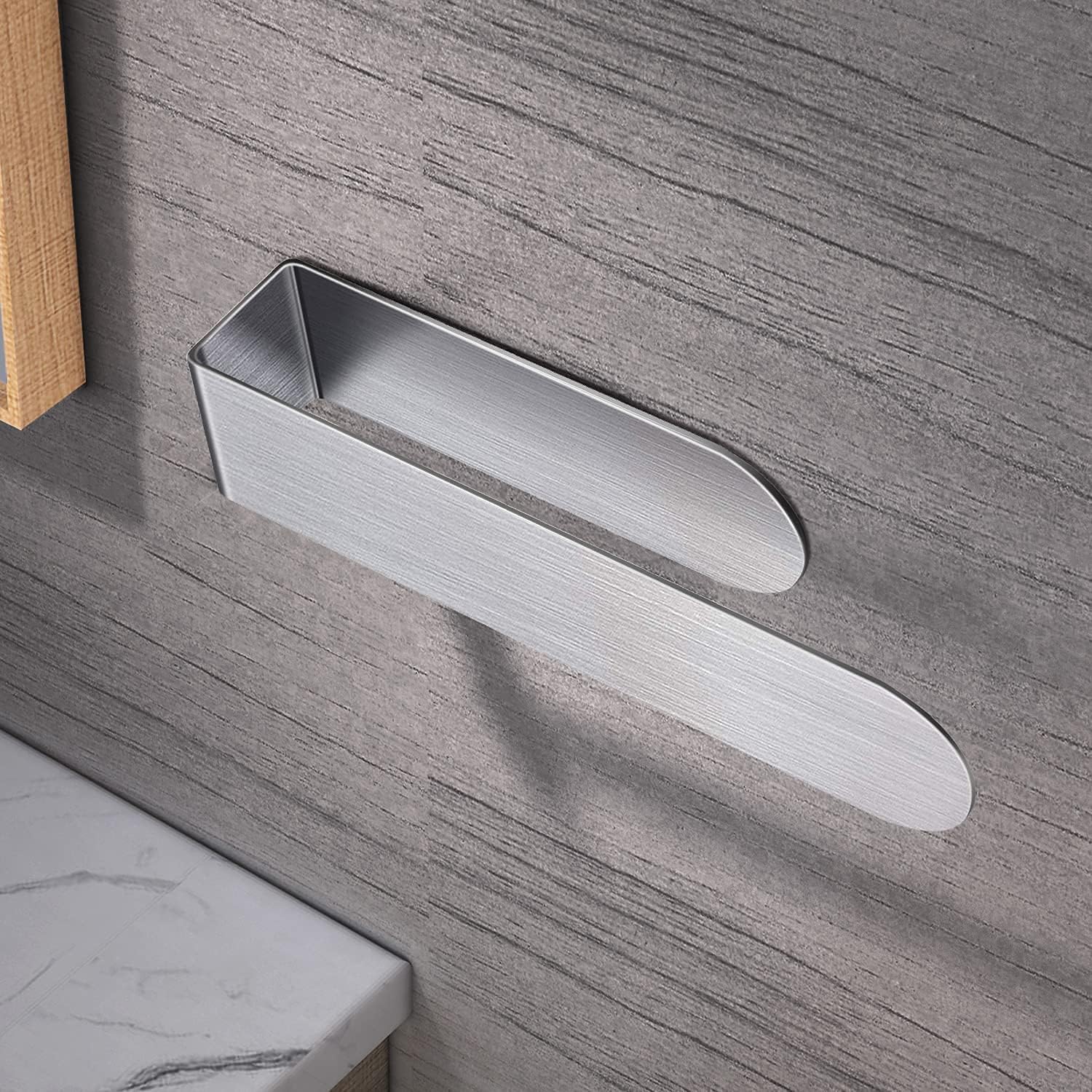 Porte-serviettes mural pour salle de bain, sans perçage, en acier inoxydable SUS304, 37 cm, argenté - 3