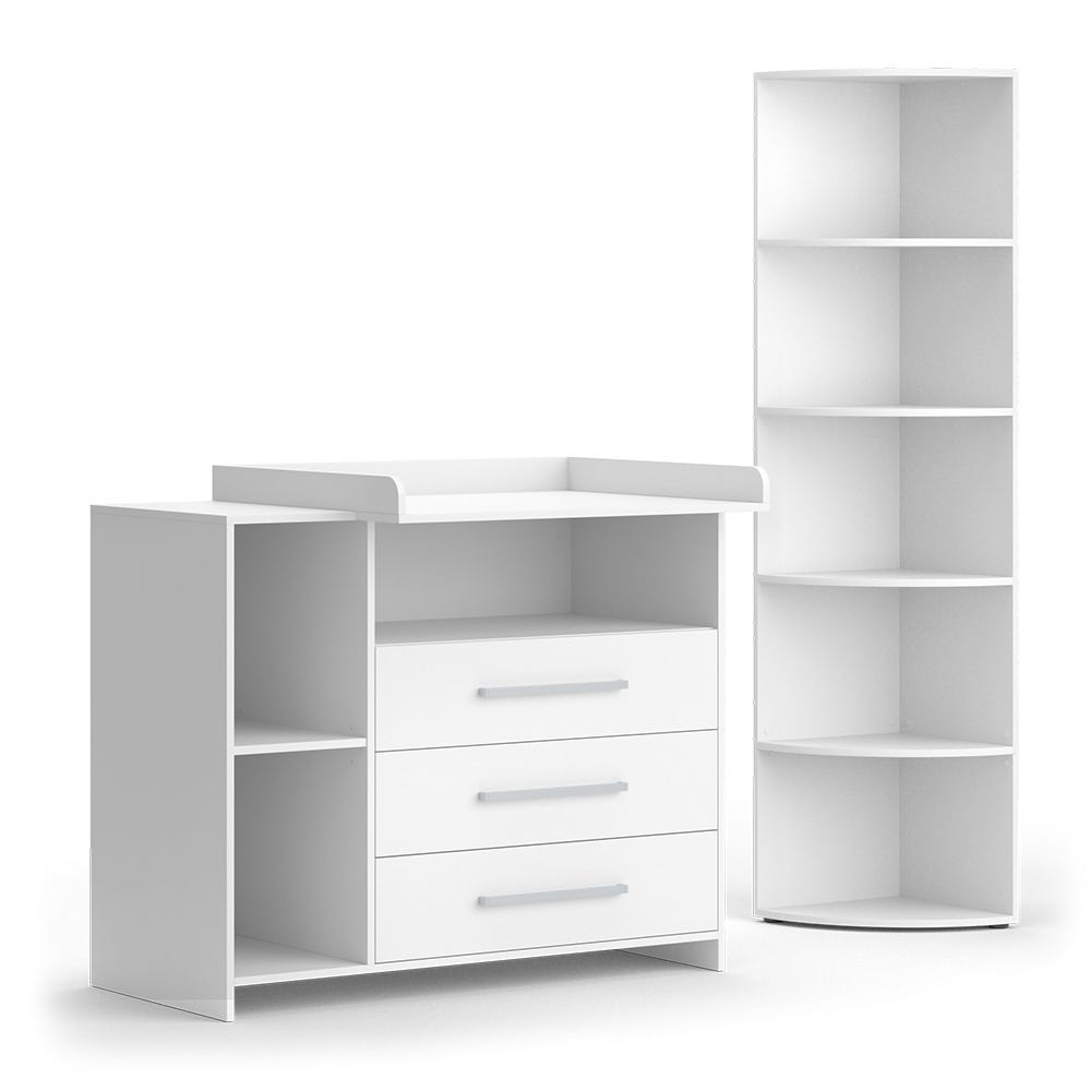 Vicco Set De Chambre Denfant Oskar Blanc 2 Pi ces Avec Commode vicco-set-de-chambre-denfant-oskar-blanc-2-pi-ces-avec-commode