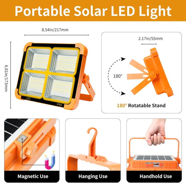 Lampe De Travail LED Magnétique LETOUR - 5 Modes, 60H Autonomie, Rechargeable USB, 4 Aimants Puissants