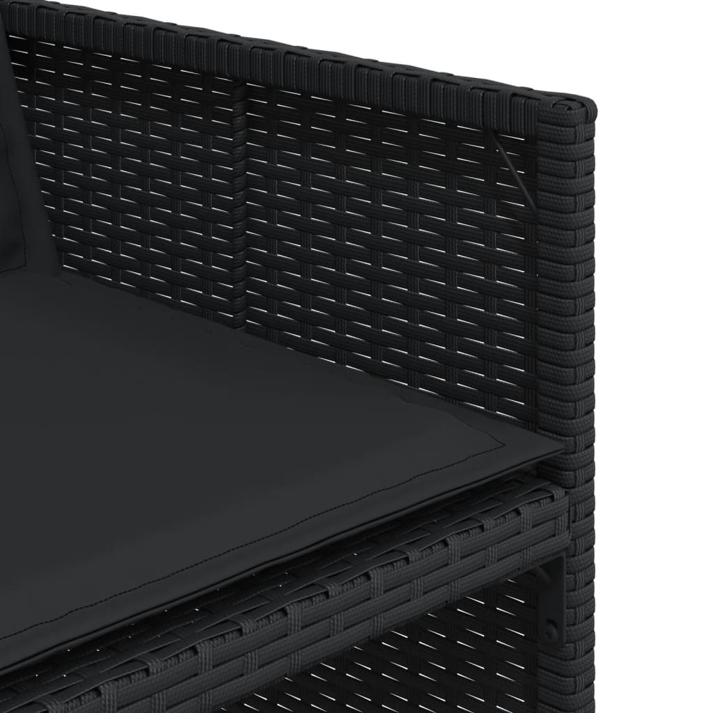 Set de muebles jardín 5 piezas con cojines ratán sintético negro - 8