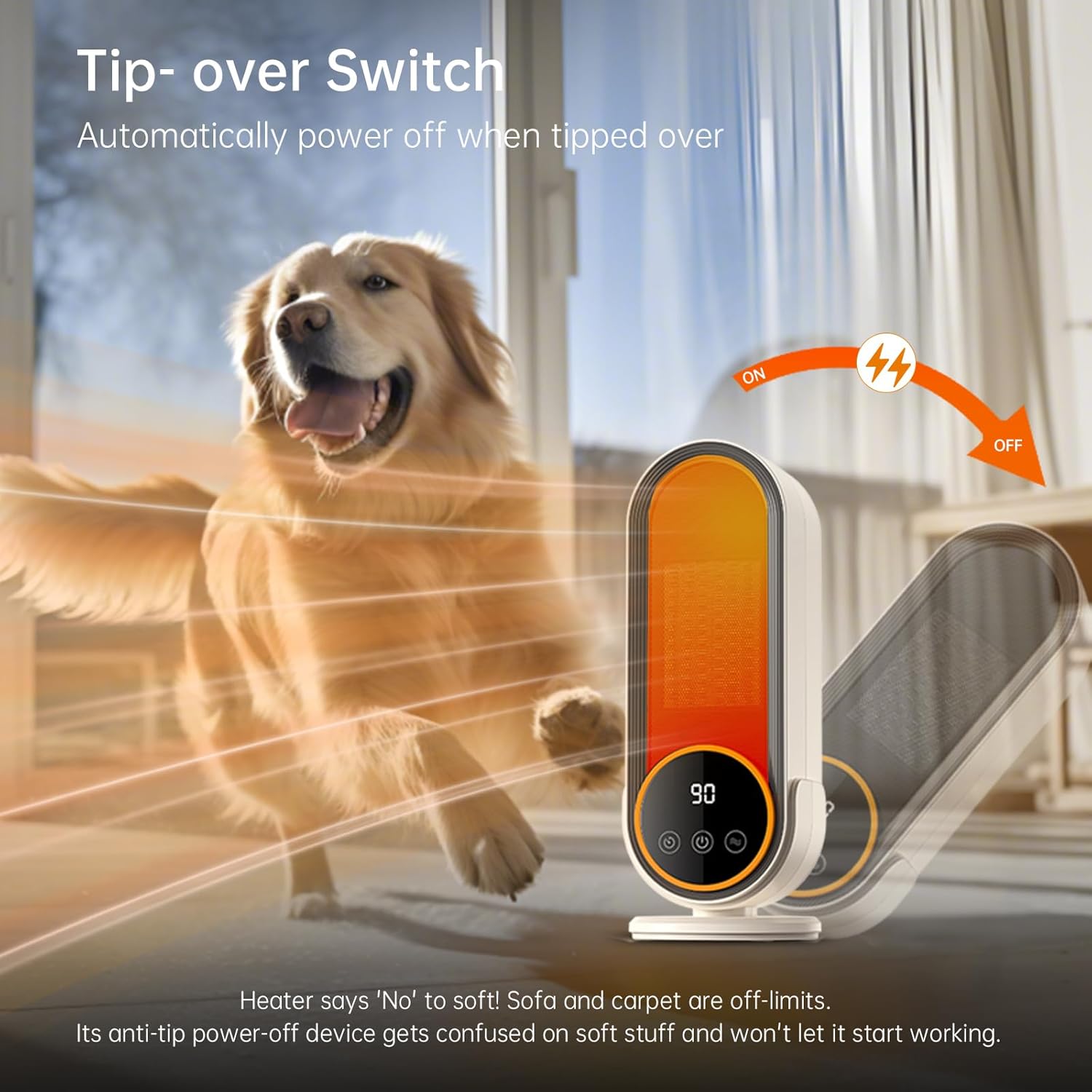 Chauffage d'appoint - Chauffage portable économe en énergie avec thermostat réglable, chauffage rapide 1200 W, technologie céramique PTC, télécommande - 4