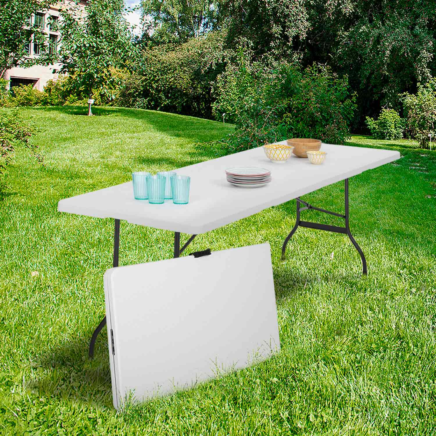 Table pliante d'appoint portable 180 CM pour camping ou réception - 3