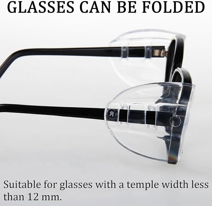 4 Paires Transparentes Protections Latérales pour Lunettes, Universelle Protections Flexibles à Enfiler, Latérales pour Lunettes de Sécurité, pour Lun - 3