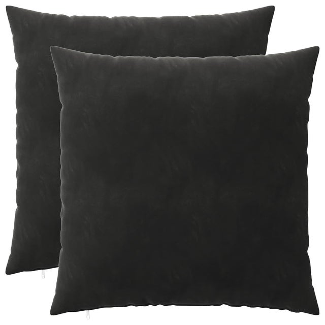 Lot de 2 coussins avec oreiller, noir, velours