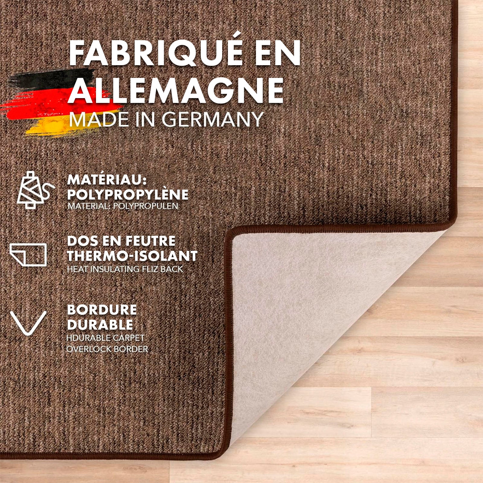 Tapis pour espaces de vie Alto, bouclé plat, Marron, 80 x 250 - 3