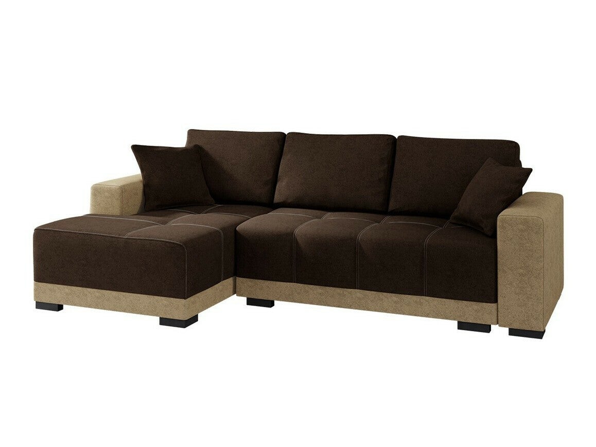 Sofá rinconero columbus 103, marrón, función de descanso, caja de ropa de cama, 240x140x85cm