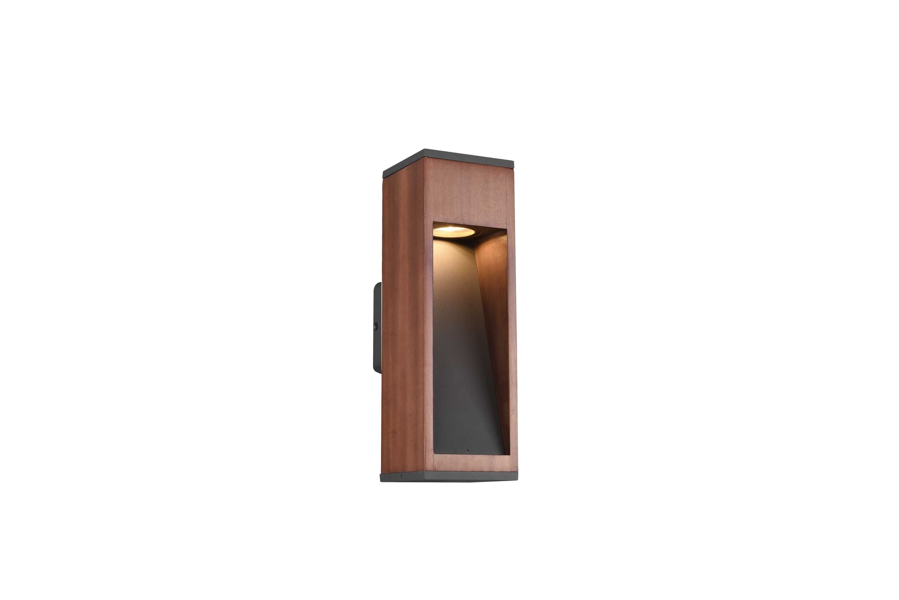 Kinkiet zewnętrzny CANNING ciemne drewno-czarny 1xGU10x5W wym:30x10x12,5cm IP44 Trio