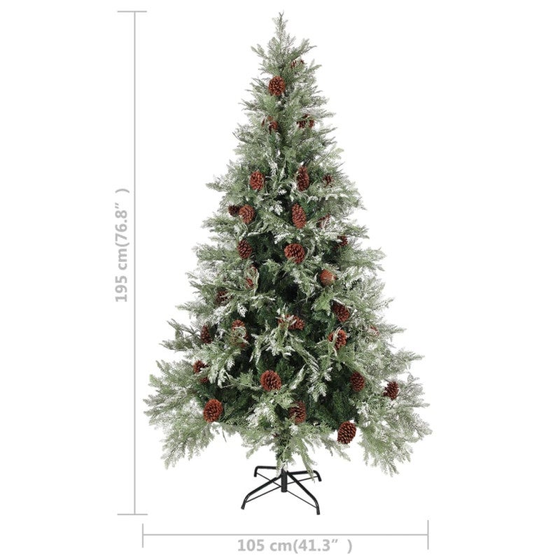 Sapin de Noël avec pommes de pin Vert et blanc 195 cm PVC et PE - 5