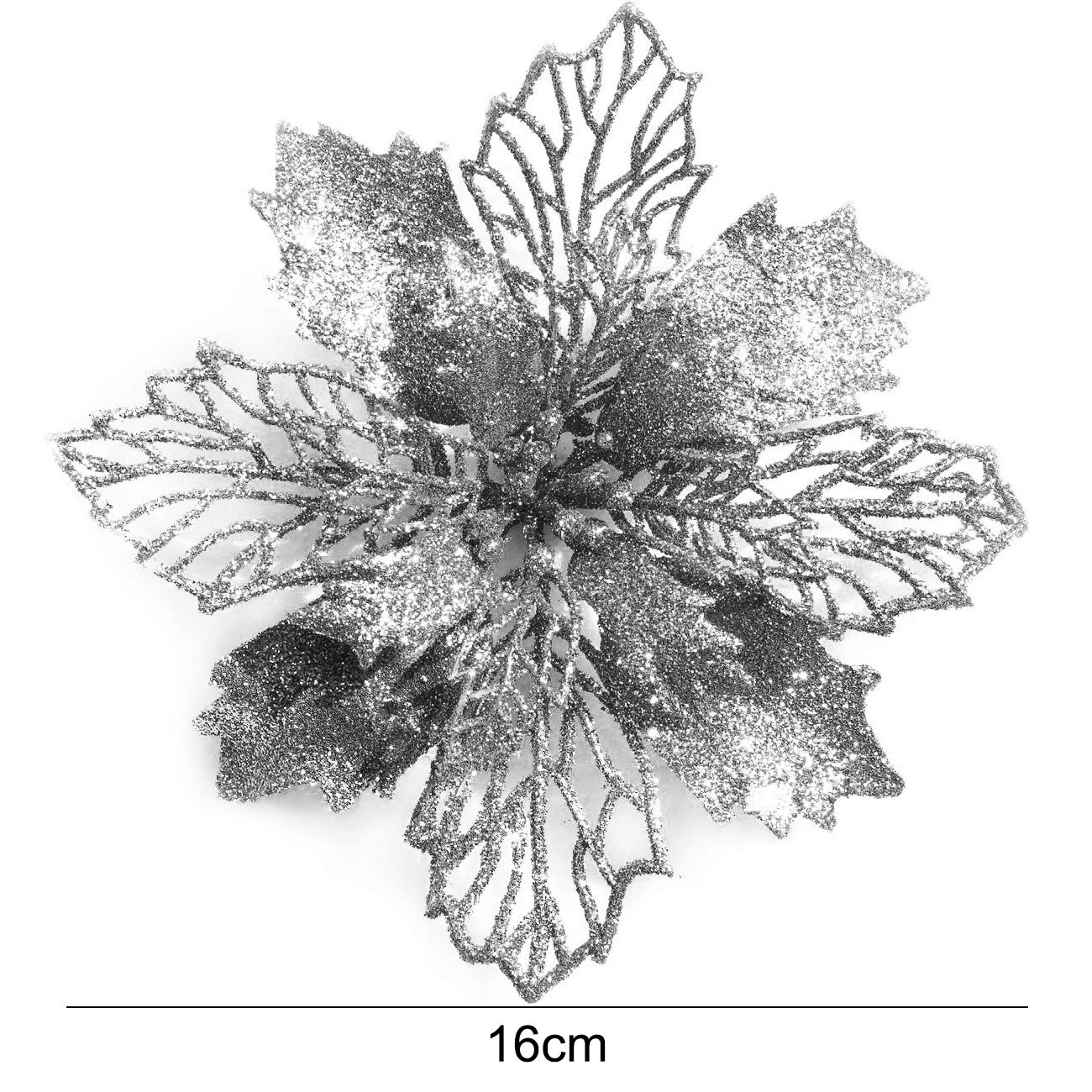 10 pezzi di decorazioni natalizie, fiori artificiali natalizi con clip, decorazioni scintillanti per l'albero di Natale, pendenti natalizi - 6
