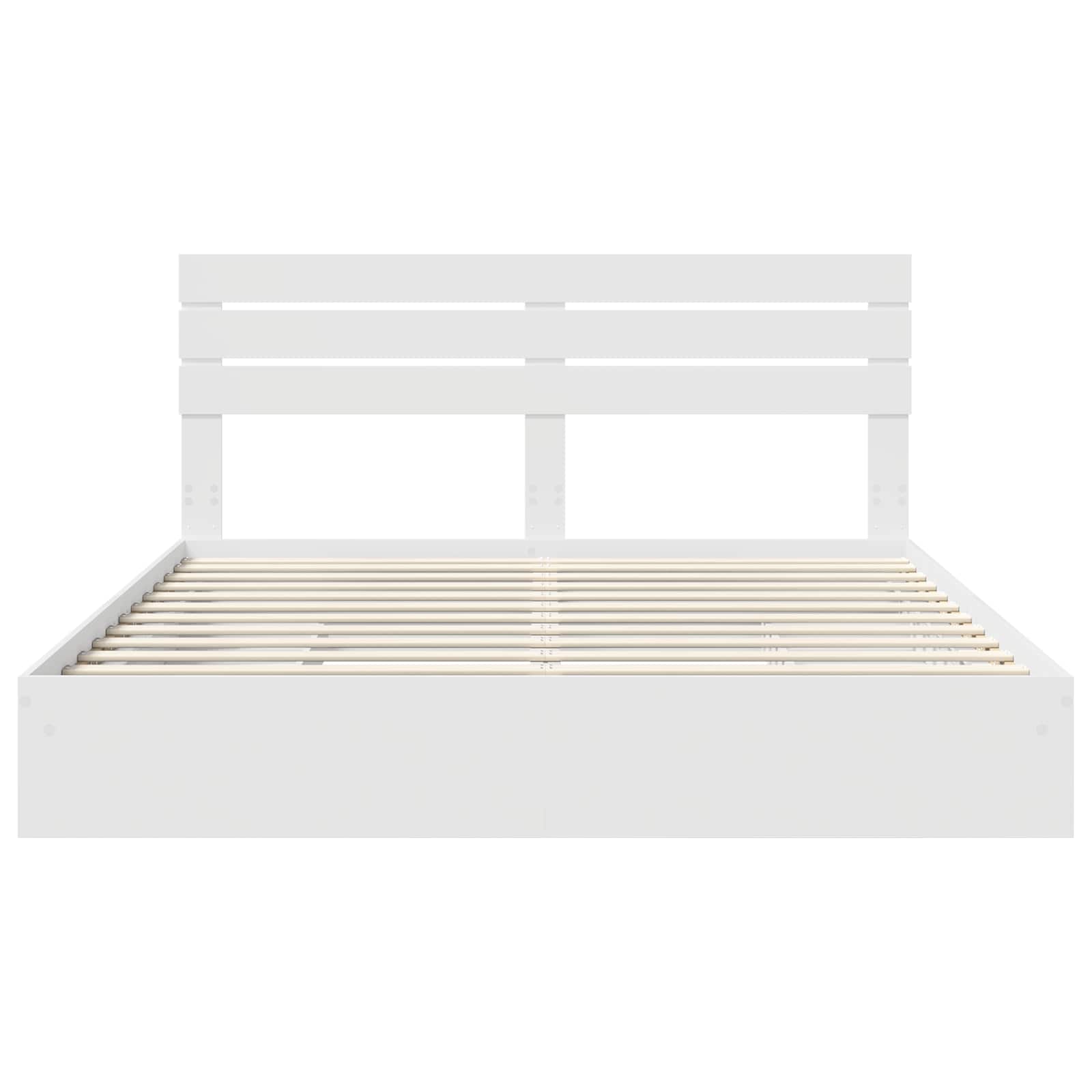 Lit de rangement blanc 180 x 200 cm panneau de bois - 8