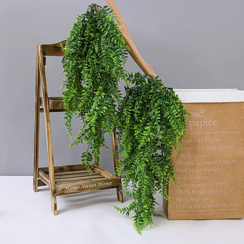 2 Pièces Plante Artificielle Fougère de Boston Plantes, Fausse Mur Végétal Artificiel Tombante, la Maison et la Décoration Extérieur de Mariage Déco - 2