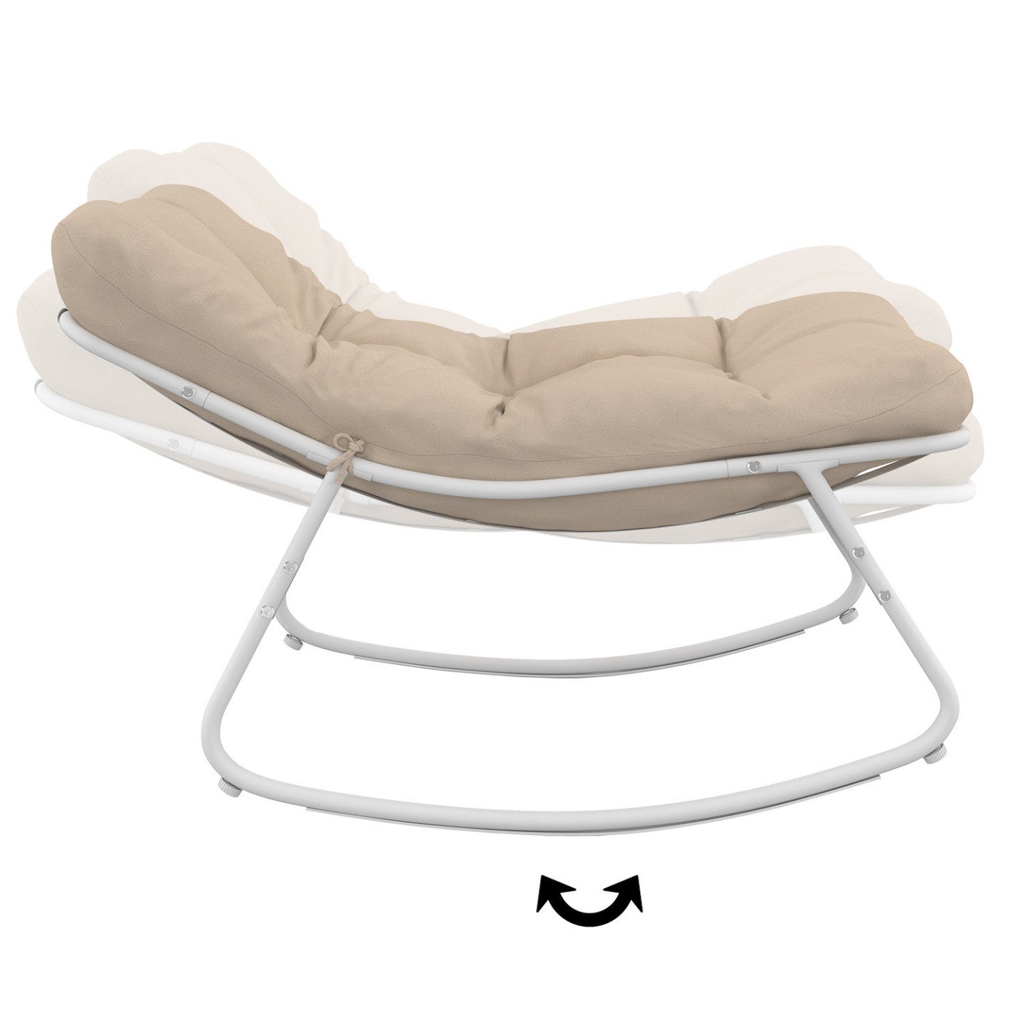 Lot de 2 fauteuils de jardin à bascule ARONA blanc coussin beige - 5
