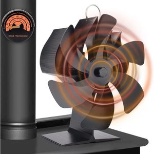 Ventilateur Pour Poêle à Bois WHDPETS - Noir - Neuf Avec Thermomètre